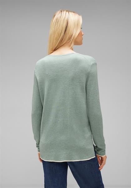 Pullover mit V-Ausschnitt wave green melange