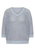 Pullover mit V-Neck und Garnmix diamond blue