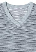 Pullover mit V-Neck und Garnmix diamond blue