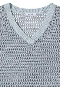 Pullover mit V-Neck und Garnmix diamond blue