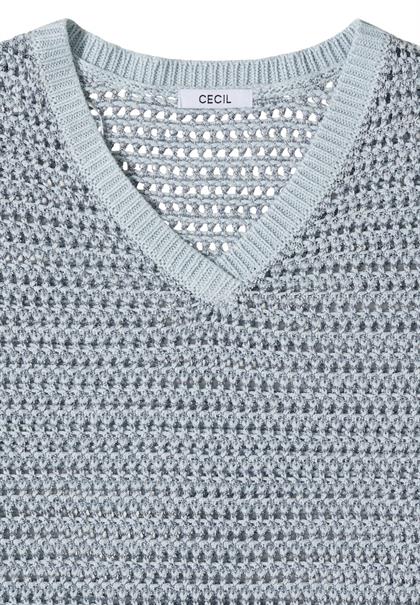 Pullover mit V-Neck und Garnmix diamond blue