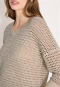 Pullover mit V-Neck und Garnmix pearl beige