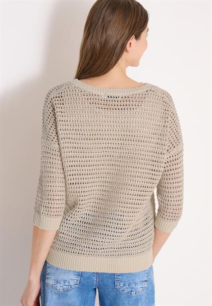 Pullover mit V-Neck und Garnmix pearl beige