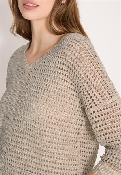 Pullover mit V-Neck und Garnmix pearl beige