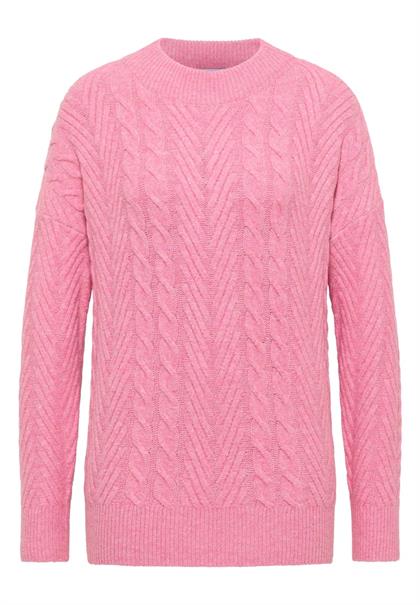Pullover mit Zopfmuster dark blossom melange