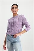 Pullover mit Zopfmuster lavender rose