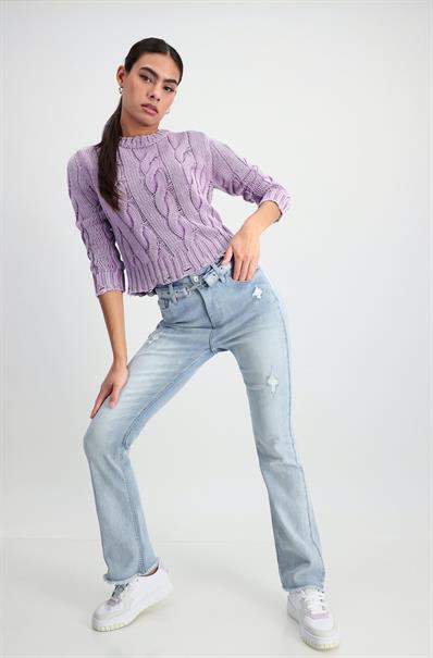 Pullover mit Zopfmuster lavender rose