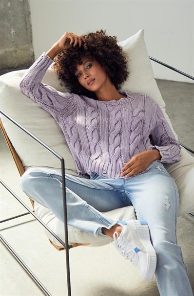 Pullover mit Zopfmuster lavender rose