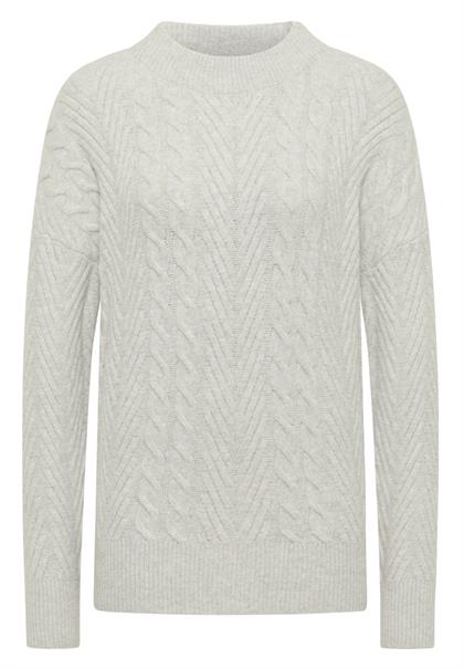 Pullover mit Zopfmuster metal grey melange