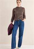 Pullover mit Zopfmuster mushroom taupe melange