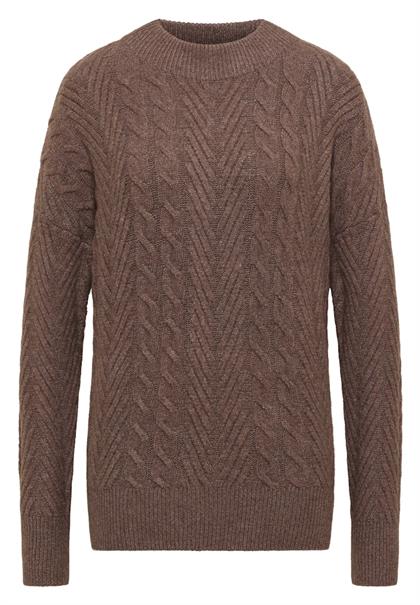 Pullover mit Zopfmuster mushroom taupe melange