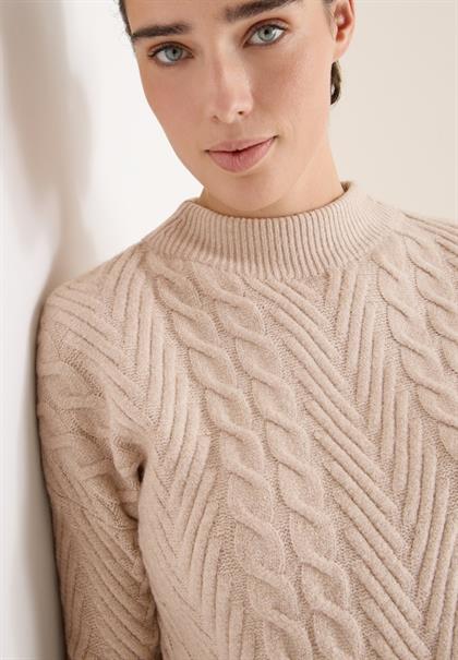 Pullover mit Zopfmuster sandalwood beige melange