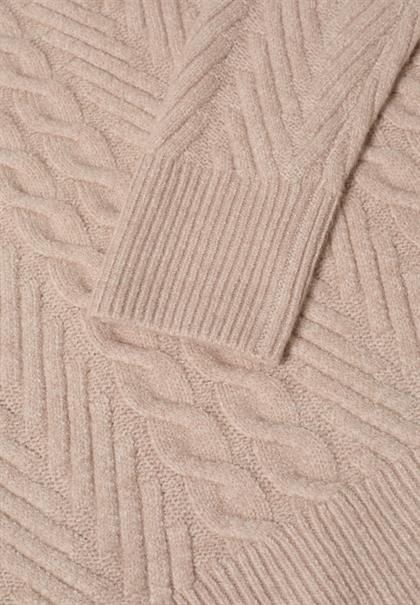 Pullover mit Zopfmuster sandalwood beige melange
