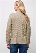 Pullover mit Zopfmuster sanded beige