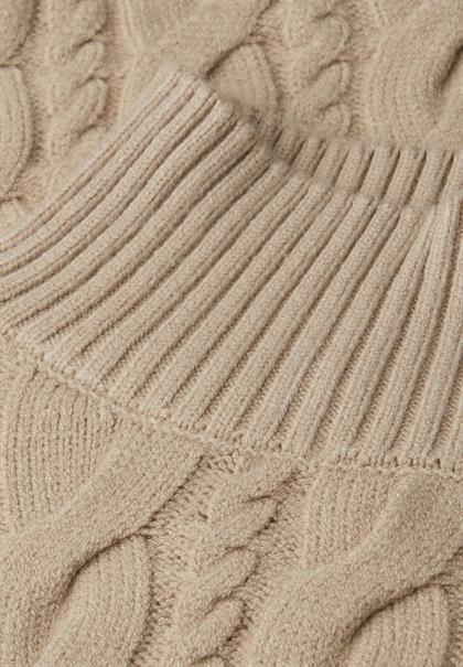 Pullover mit Zopfmuster sanded beige