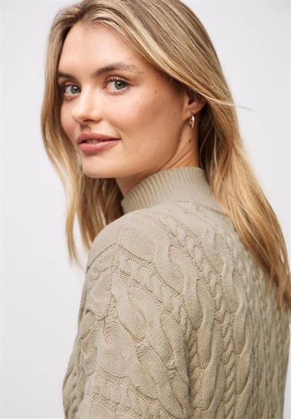 Pullover mit Zopfmuster sanded beige