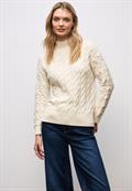 Pullover mit Zopfmuster soft beige
