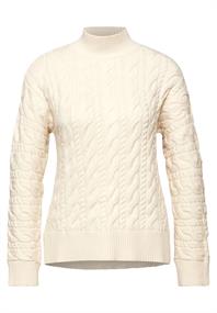 Pullover mit Zopfmuster soft beige