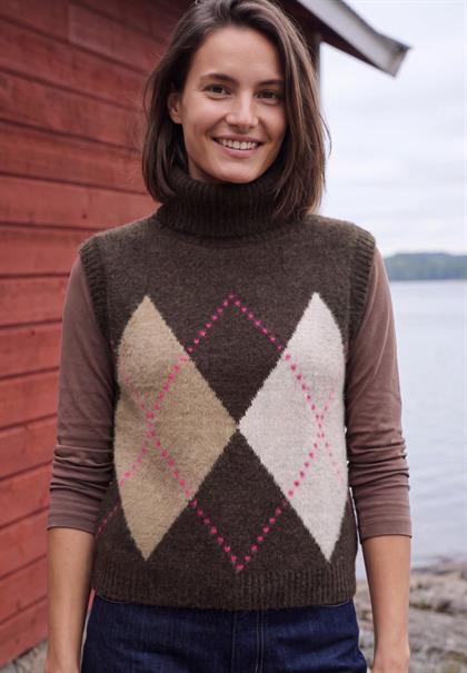 Pullunder mit Kragen und Argyle-Muster truffle brown