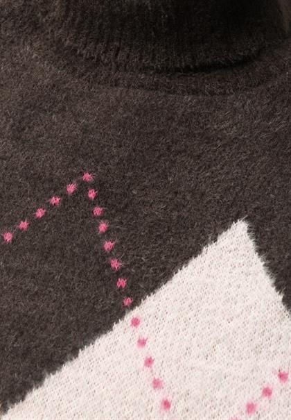 Pullunder mit Kragen und Argyle-Muster truffle brown