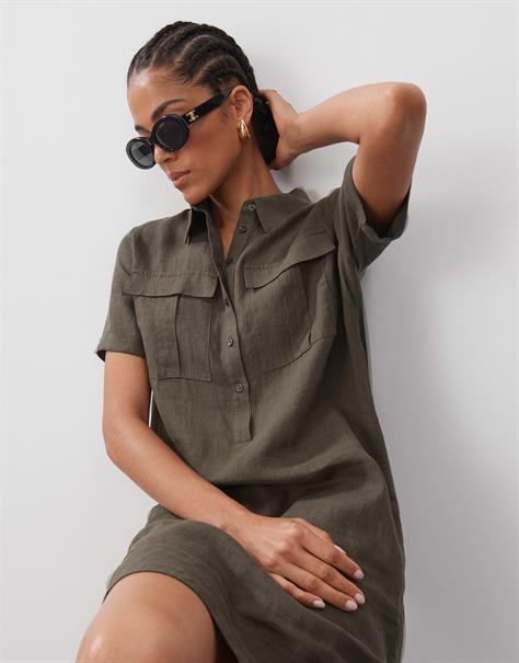 Quinty linen deep green