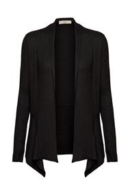 Recycelt: gerippter Cardigan mit Zipfelsaum black