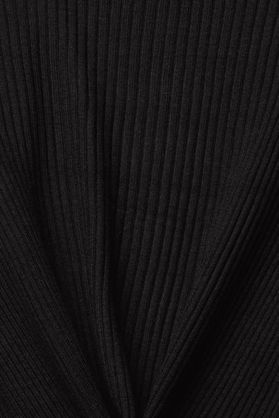 Recycelt: gerippter Cardigan mit Zipfelsaum black