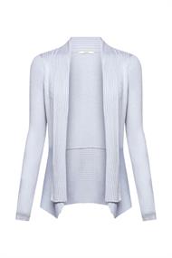 Recycelt: gerippter Cardigan mit Zipfelsaum light blue