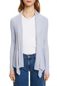 Recycelt: gerippter Cardigan mit Zipfelsaum light blue