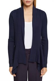 Recycelt: gerippter Cardigan mit Zipfelsaum navy