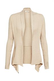 Recycelt: gerippter Cardigan mit Zipfelsaum sand