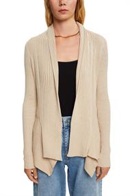 Recycelt: gerippter Cardigan mit Zipfelsaum sand