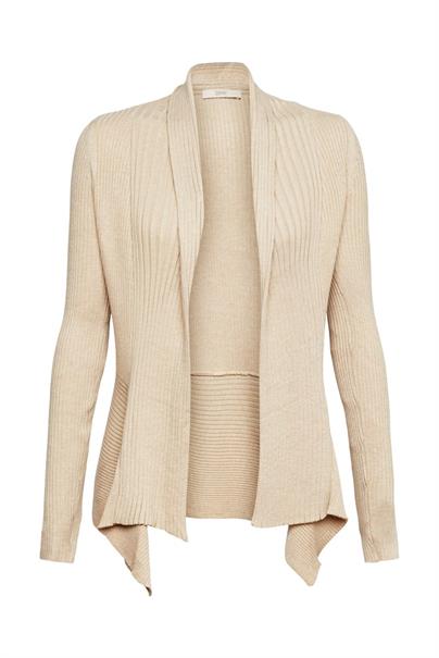 Recycelt: gerippter Cardigan mit Zipfelsaum sand