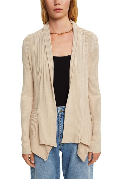 Recycelt: gerippter Cardigan mit Zipfelsaum sand