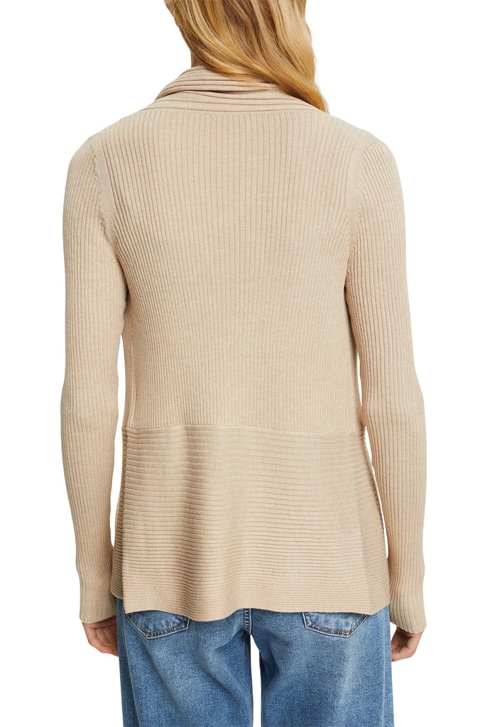 recycelt-gerippter-cardigan-mit-zipfelsaum-sand