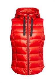 Recycelt: Steppweste mit abnehmbarer Kapuze red