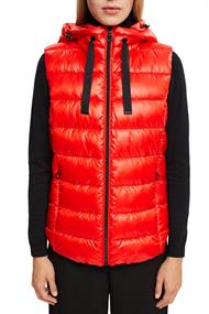 Recycelt: Steppweste mit abnehmbarer Kapuze red