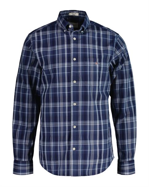 REG COLORFUL POPLIN CHECK SHIRT dusty blue sea