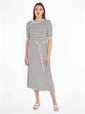 REG STRIPE O-NK MIDI DRS SS breton stp w white- desert sky