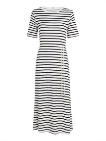 REG STRIPE O-NK MIDI DRS SS breton stp w white- desert sky