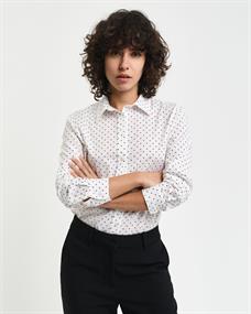 Regular Fit Bluse aus Baumwoll-Voile mit Punktemuster eggshell