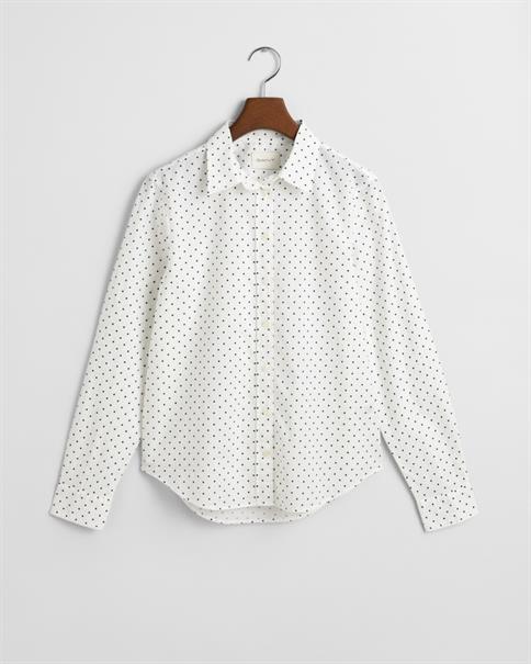 Regular Fit Bluse aus Baumwoll-Voile mit Punktemuster eggshell
