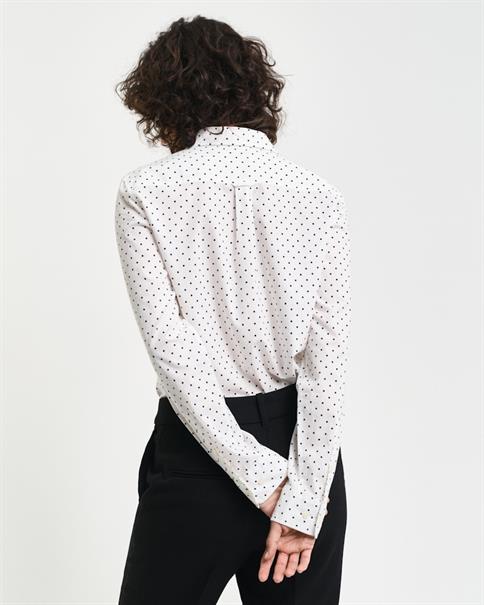 Regular Fit Bluse aus Baumwoll-Voile mit Punktemuster eggshell