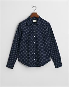 Regular Fit Bluse aus Baumwoll-Voile mit Punktemuster evening blue