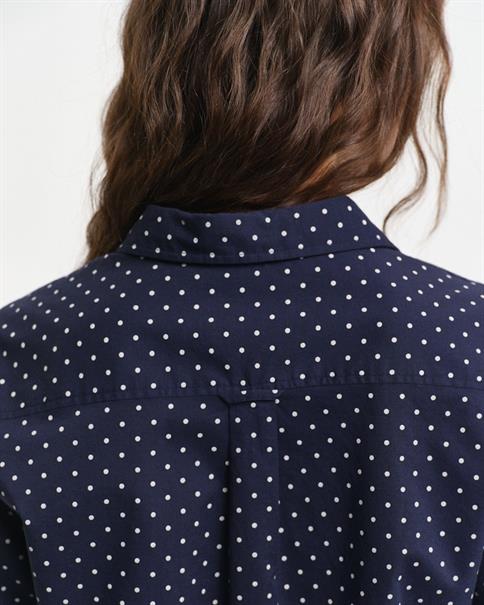 Regular Fit Bluse aus Baumwoll-Voile mit Punktemuster evening blue