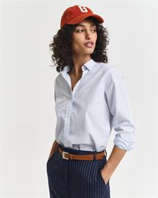 Regular Fit Classic Popeline Bluse mit Streifen light blue