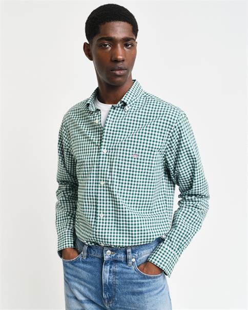Regular Fit Classic Popeline Hemd mit Vichy-Karo deep forest green