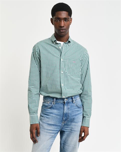 Regular Fit Classic Popeline Hemd mit Vichy-Karo deep forest green