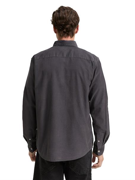 Regular Fit Cordhemd mit Brusttasche classic dark grey