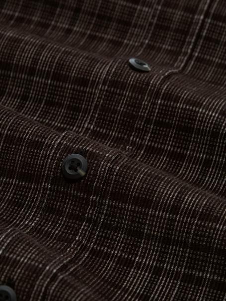 Regular Fit Cordhemd mit Karomuster dark brown based check
